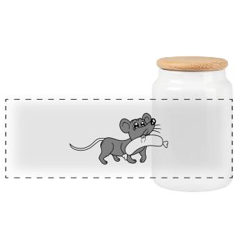 Souris grosse saucisse manger faim saucisse grillades - Boîte à biscuits avec couvercle en bois - blanc - Devant
