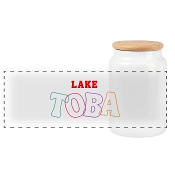 Lake Toba, Indonesia - Panoramic Cookie Jar with Wooden Lid - white - Front