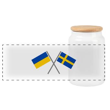 Schweden + Ukraine - Panorama Keksdose mit Holzdeckel - Weiß - Vorne
