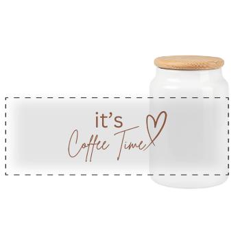 It's Coffee Time - Panorama Keksdose mit Holzdeckel - Weiß - Vorne