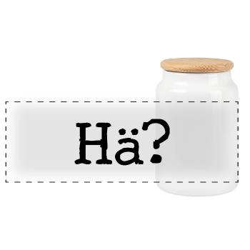 Hä? - Fragezeichen - Ausspruch - Frage - Panorama Keksdose mit Holzdeckel - Weiß - Vorne