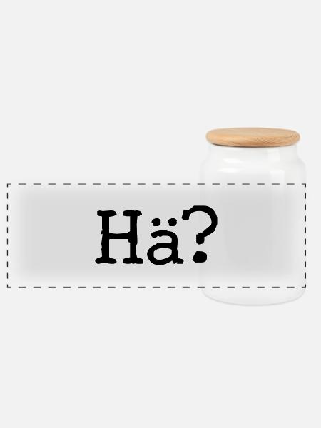Hä? - Fragezeichen - Ausspruch - Frage - Panorama Keksdose mit Holzdeckel - Weiß