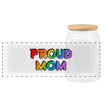Maman fière - Boîte à biscuits avec couvercle en bois - blanc - Devant