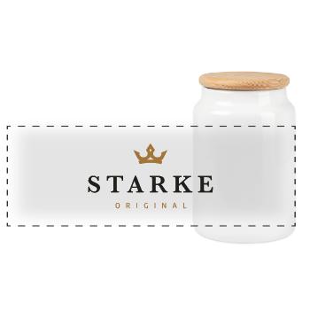 Strong Original Family Logo - Panoramic Cookie Jar with Wooden Lid - white - Front