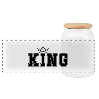 king - Panorama Keksdose mit Holzdeckel - Weiß - Vorne