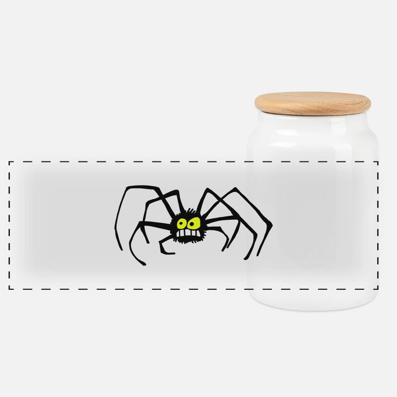 Die Spinne - Panorama Keksdose mit Holzdeckel - Weiß