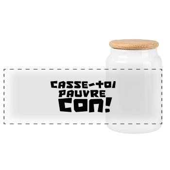 "CASSE-TOI PAUVRE CON !" - Boîte à biscuits avec couvercle en bois - blanc - Devant