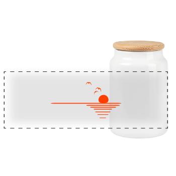 sunset - Panoramic Cookie Jar with Wooden Lid - white - Front