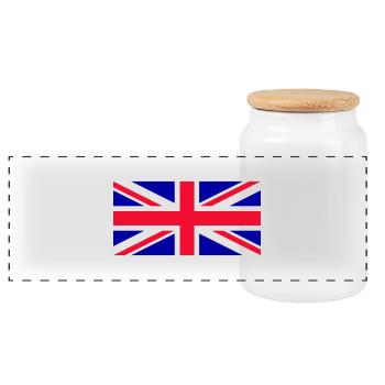 Großbritannien - Union Jack - Panorama Keksdose mit Holzdeckel - Weiß - Vorne