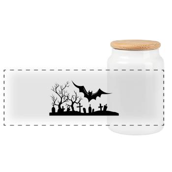 Halloween - Boîte à biscuits avec couvercle en bois - blanc - Devant