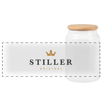 Stiller Original Familienlogo - Panorama Keksdose mit Holzdeckel - Weiß - Vorne