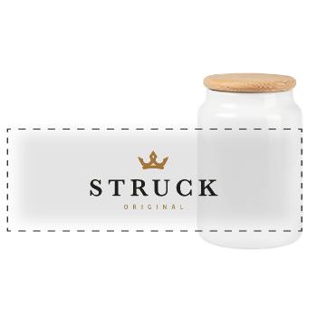 Struck Original Family Logo - Panoramic Cookie Jar with Wooden Lid - white - Front