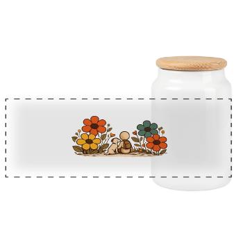 The Little Thought | Best Friends - Panoramic Cookie Jar with Wooden Lid - white - Front