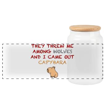 I’m A Capybara - Panoramic Cookie Jar with Wooden Lid - white - Front