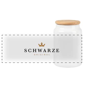 Logo original noir de la famille - Boîte à biscuits avec couvercle en bois - blanc - Devant