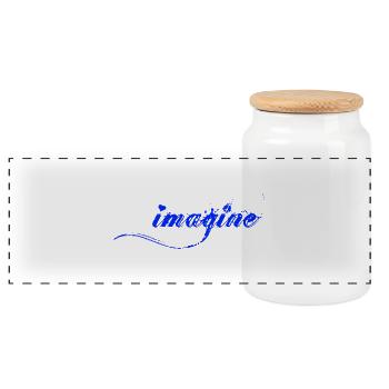 Imagine there is Peace and Love, Schrift - Panoramic Cookie Jar with Wooden Lid - white - Front