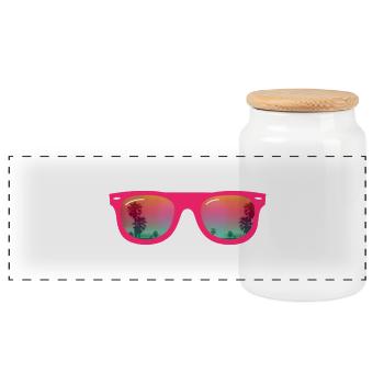 Sommer Sonnenbrille - Panorama Keksdose mit Holzdeckel - Weiß - Vorne