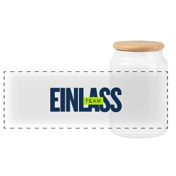 EINLASS Team - Personal - ORGA - Mitarbeiter Crew - Panorama Keksdose mit Holzdeckel - Weiß - Vorne