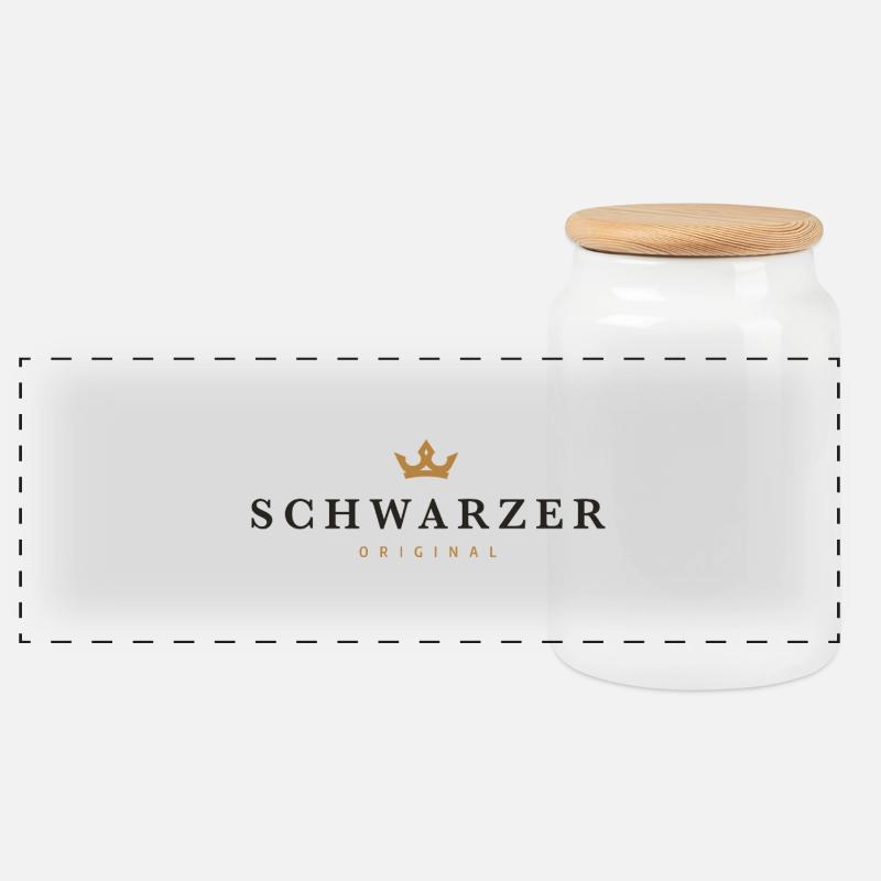 Black Original Family Logo - Panoramic Cookie Jar with Wooden Lid - white