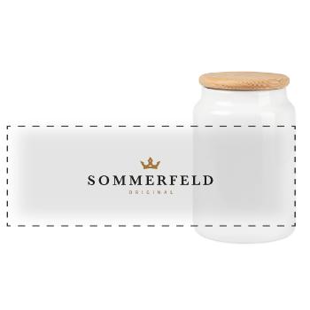 Sommerfeld Original Family Logo - Panoramic Cookie Jar with Wooden Lid - white - Front