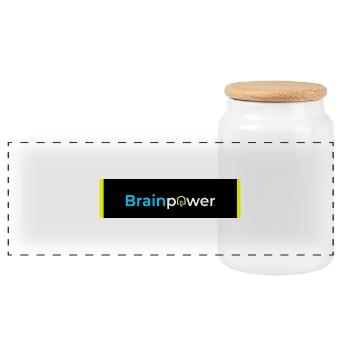 Brainpower Glühbirne Typografie - Panorama Keksdose mit Holzdeckel - Weiß - Vorne
