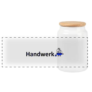 Handwerkerschaf - Panorama Keksdose mit Holzdeckel - Weiß - Vorne