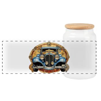 Voiture de collection - Boîte à biscuits avec couvercle en bois - blanc - Devant