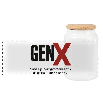 GenX Digital Retro Design - Panorama Keksdose mit Holzdeckel - Weiß - Vorne