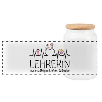 Lehrerin aus unzähligen kleinen Gründen - Panorama Keksdose mit Holzdeckel - Weiß - Vorne