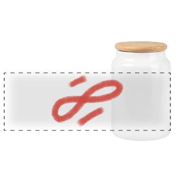 Red Brush Stroke Loop - Panoramic Cookie Jar with Wooden Lid - white - Front