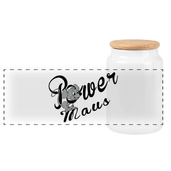 Power Maus - Panorama Keksdose mit Holzdeckel - Weiß - Vorne