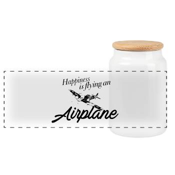 HapinessIsFlying_bk - Boîte à biscuits avec couvercle en bois - blanc - Devant