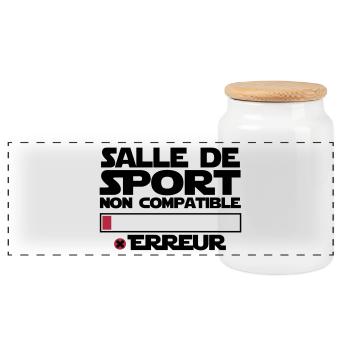 salle de sport NON compatible - Boîte à biscuits avec couvercle en bois - blanc - Devant