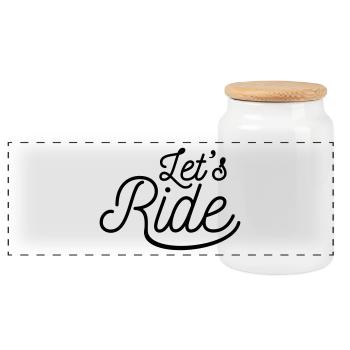 Let BB´s skateboard ride bike bicycle motorbike - Panoramic Cookie Jar with Wooden Lid - white - Front