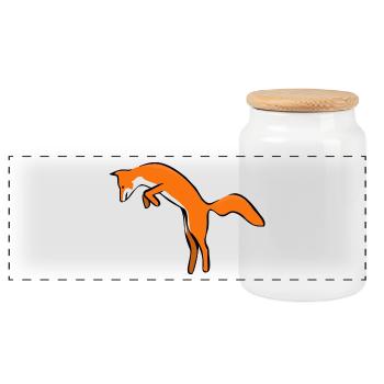 arctic fox fuchs65 - Panoramic Cookie Jar with Wooden Lid - white - Front