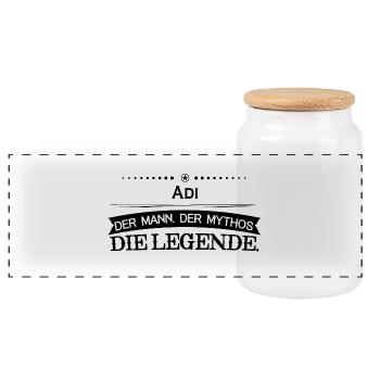 Mythos Legende Vorname Adi - Panorama Keksdose mit Holzdeckel - Weiß - Vorne