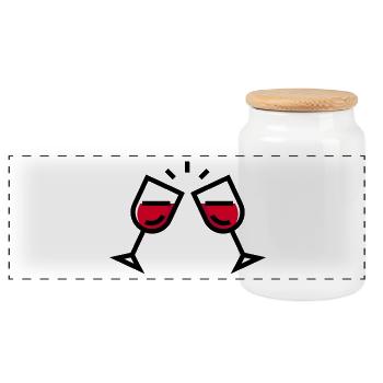 wein wine flasche glas bottle barrels glasses83 - Panorama Keksdose mit Holzdeckel - Weiß - Vorne