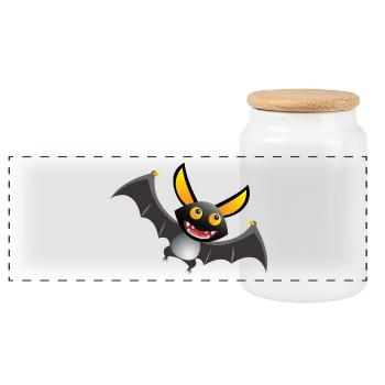 bat - Panoramic Cookie Jar with Wooden Lid - white - Front