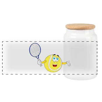 Raquette de tennis terrain de sport de balle joueur à jouer au squash - Boîte à biscuits avec couvercle en bois - blanc - Devant