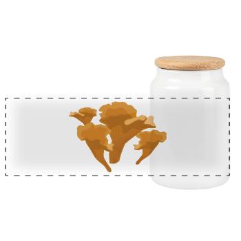 mushrooms mushrooms fungi veggie vegetables vegetables2 - Panoramic Cookie Jar with Wooden Lid - white - Front