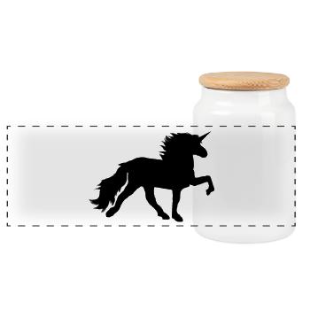 Unicorn bumper black - Panoramic Cookie Jar with Wooden Lid - white - Front