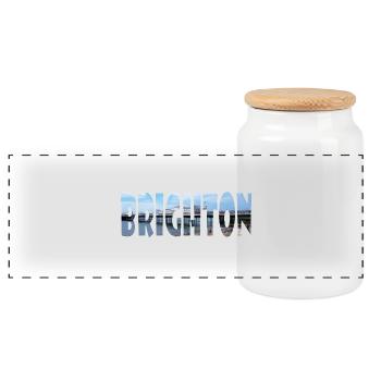 BRIGHTON Großbritannien - Panorama Keksdose mit Holzdeckel - Weiß - Vorne