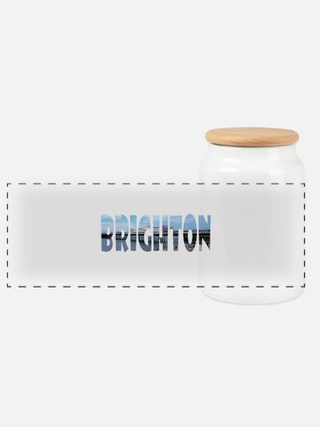 BRIGHTON Großbritannien - Panorama Keksdose mit Holzdeckel - Weiß
