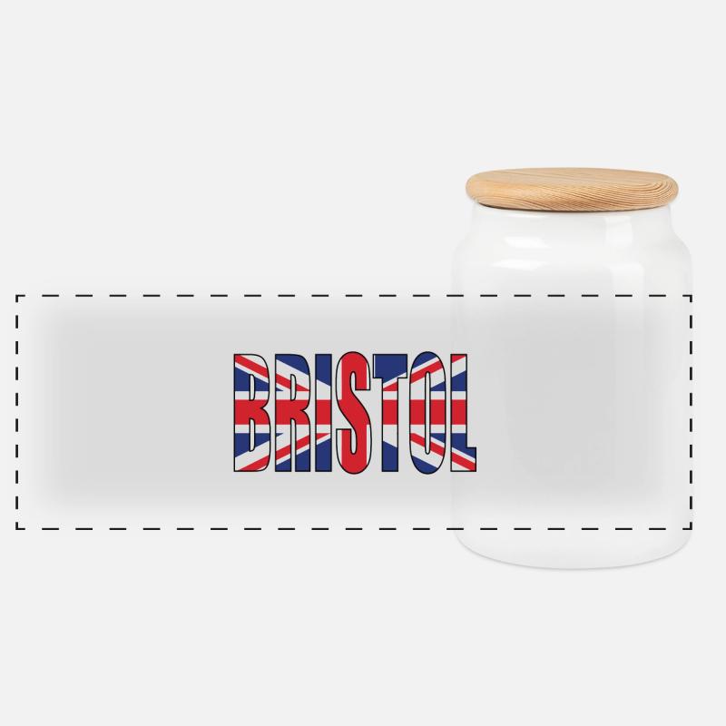 Bristol Royaume-Uni - Boîte à biscuits avec couvercle en bois - blanc