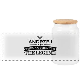 Mann mythos legende geschenk Andrzej - Panorama Keksdose mit Holzdeckel - Weiß - Vorne