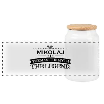 Mann mythos legende geschenk Mikolaj - Panorama Keksdose mit Holzdeckel - Weiß - Vorne