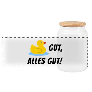 Ente Gut Alles Gut (ende Gut Alles Gut) - Panorama Keksdose mit Holzdeckel - Weiß - Vorne