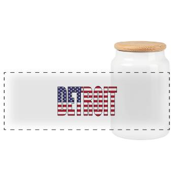 DETROIT USA - Boîte à biscuits avec couvercle en bois - blanc - Devant