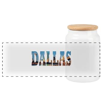 DALLAS USA - Boîte à biscuits avec couvercle en bois - blanc - Devant
