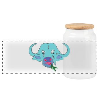 Art Bison Buffalo Water Buffalo Imprimer la hanche - Boîte à biscuits avec couvercle en bois - blanc - Devant